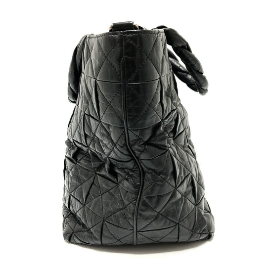 CHANEL Tote Bag leather black Woven Shoulder Bag CC COCO Mark Quilting Women Used Authentic