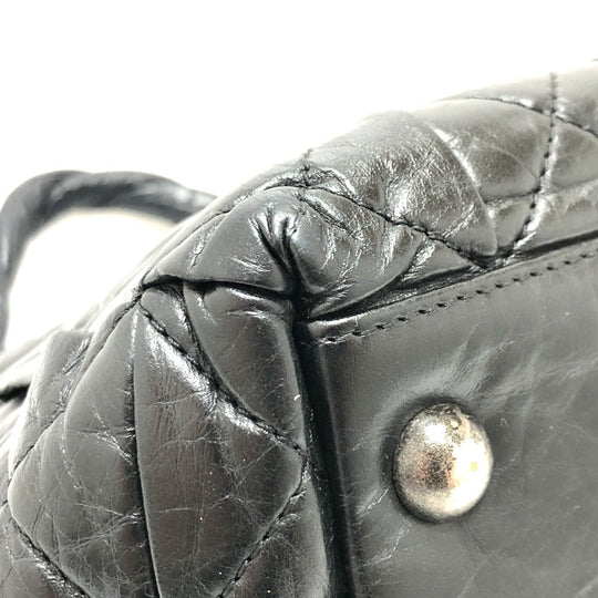 CHANEL Tote Bag leather black Woven Shoulder Bag CC COCO Mark Quilting Women Used Authentic