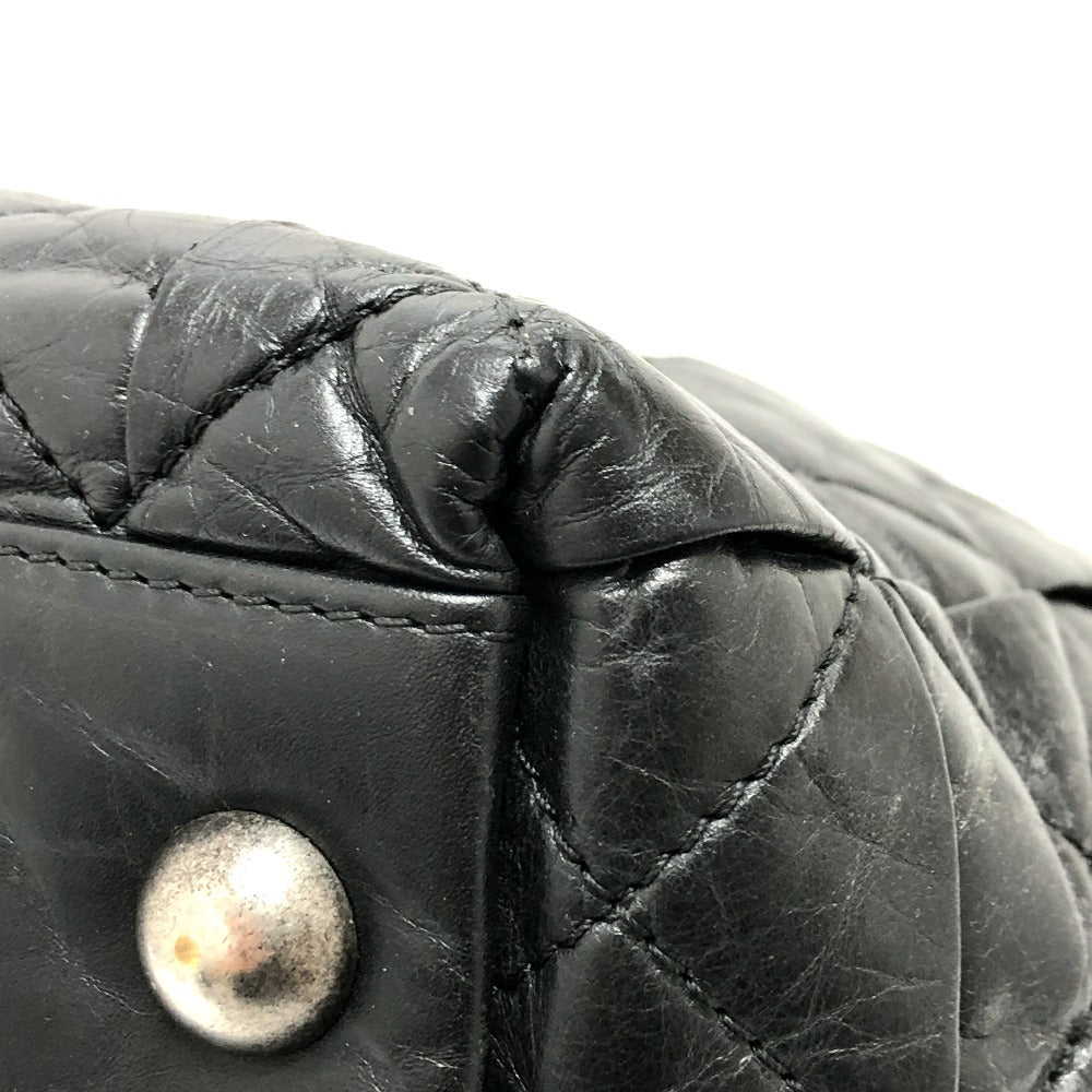 CHANEL Tote Bag leather black Woven Shoulder Bag CC COCO Mark Quilting Women Used Authentic