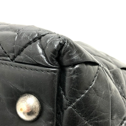 CHANEL Tote Bag leather black Woven Shoulder Bag CC COCO Mark Quilting Women Used Authentic