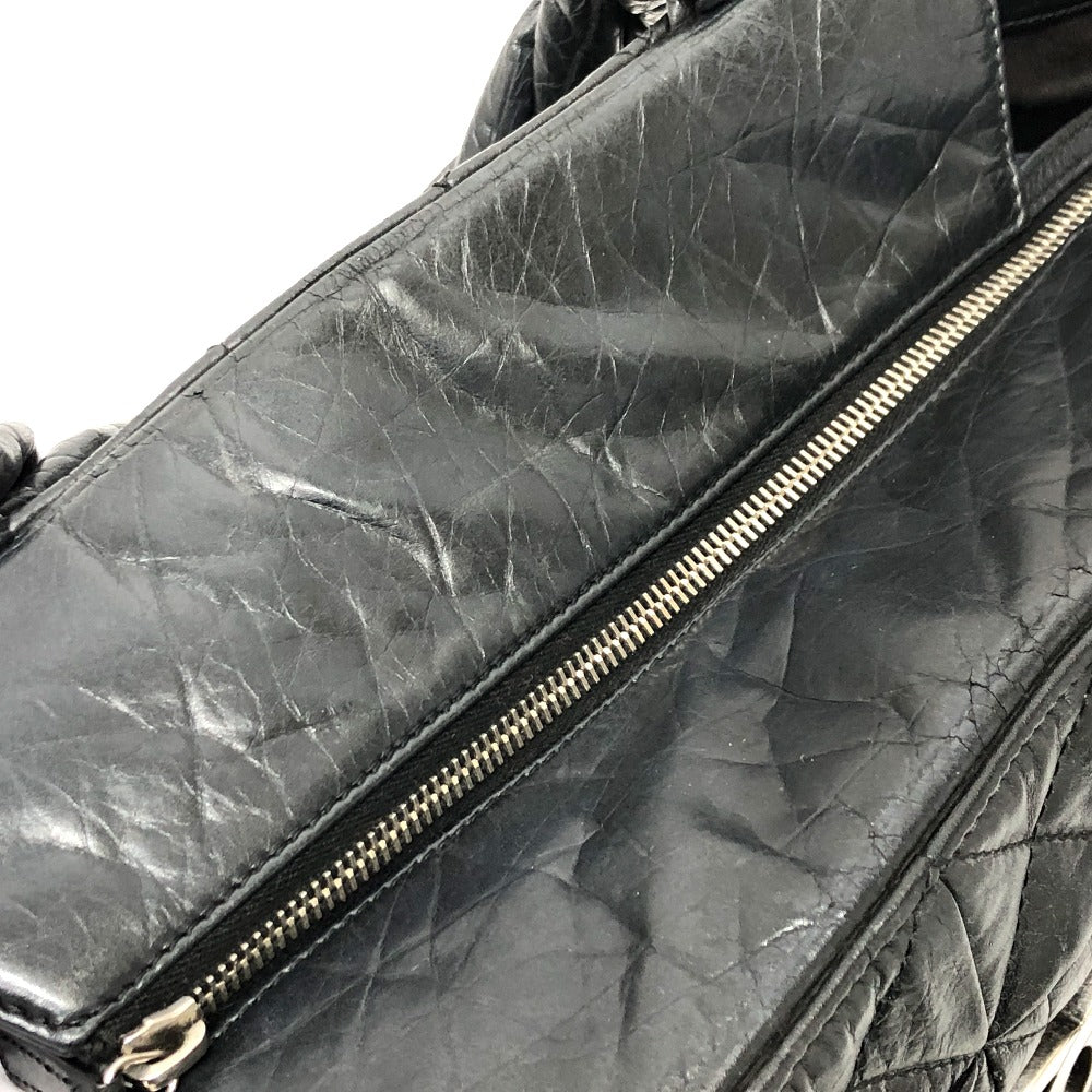 CHANEL Tote Bag leather black Woven Shoulder Bag CC COCO Mark Quilting Women Used Authentic