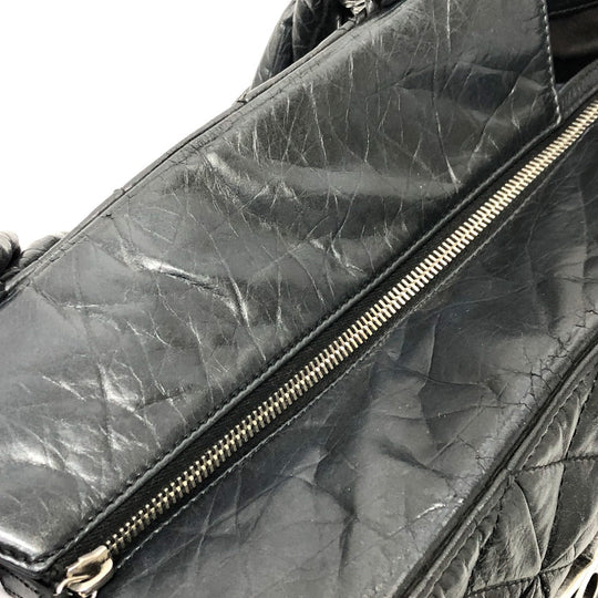 CHANEL Tote Bag leather black Woven Shoulder Bag CC COCO Mark Quilting Women Used Authentic