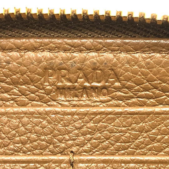 PRADA Long Wallet Purse 1M0506 leather Brown logo Women Used Authentic