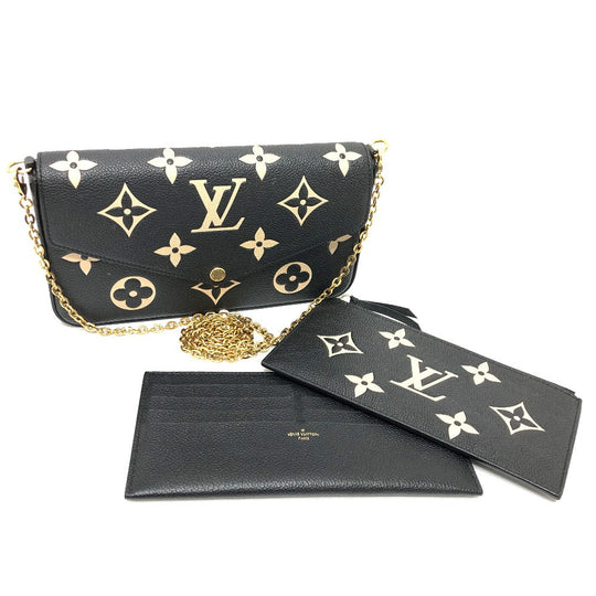 LOUIS VUITTON Long Wallet Purse M80482 Monogram Ann Platt Leather black Monogram Ann Platt Pochette Felice Women Used Authentic