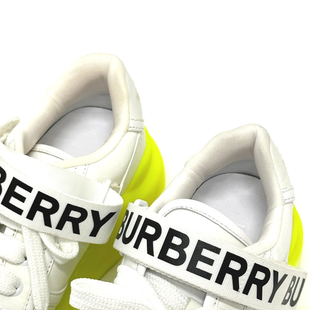 BURBERRY sneakers leather white shoes logo Women 37 Used Authentic