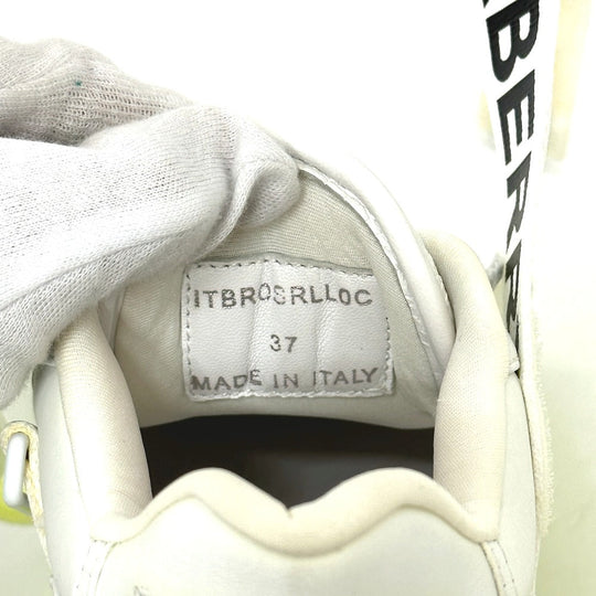 BURBERRY sneakers leather white shoes logo Women 37 Used Authentic