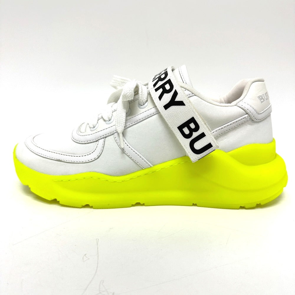 BURBERRY sneakers leather white shoes logo Women 37 Used Authentic