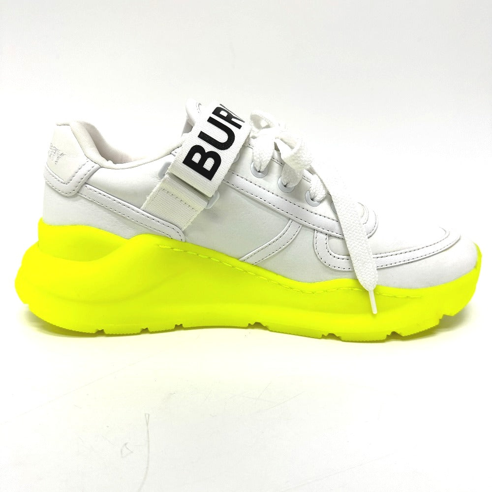 BURBERRY sneakers leather white shoes logo Women 37 Used Authentic
