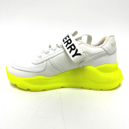 BURBERRY sneakers leather white shoes logo Women 37 Used Authentic