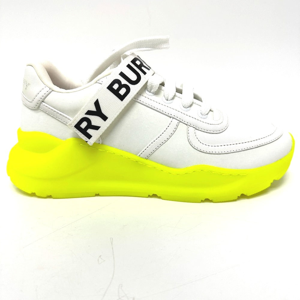 BURBERRY sneakers leather white shoes logo Women 37 Used Authentic