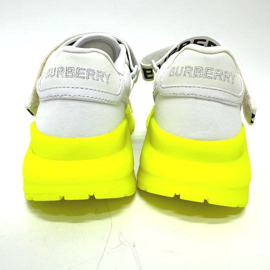 BURBERRY sneakers leather white shoes logo Women 37 Used Authentic