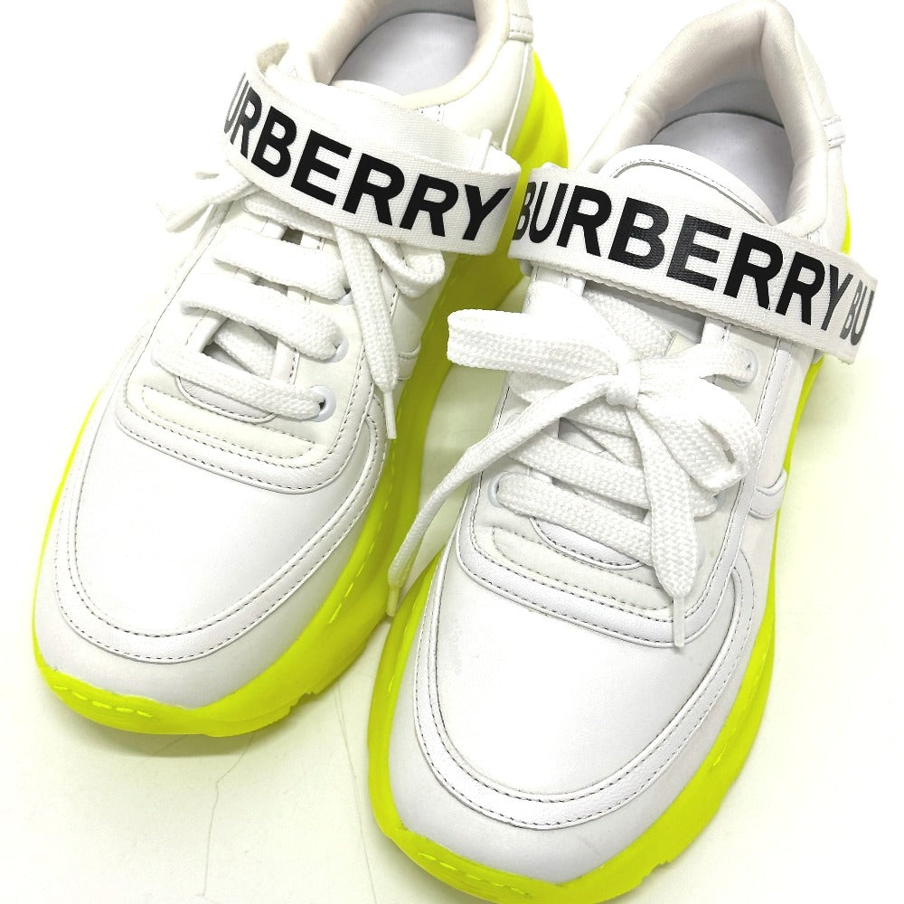 BURBERRY sneakers leather white shoes logo Women 37 Used Authentic