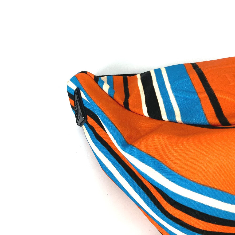 PRADA Shoulder Bag 2VY007 canvas Orange stripe Triangle Bayadere mens Used Authentic