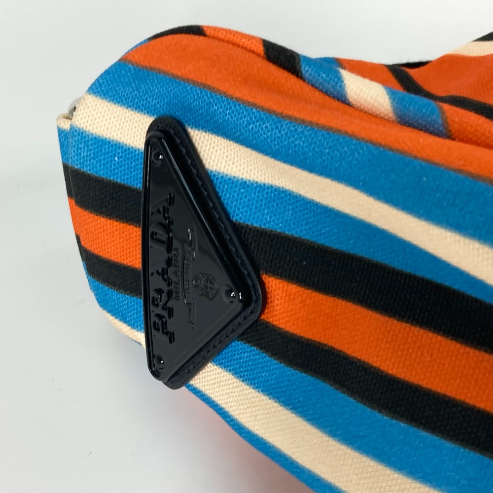 PRADA Shoulder Bag 2VY007 canvas Orange stripe Triangle Bayadere mens Used Authentic
