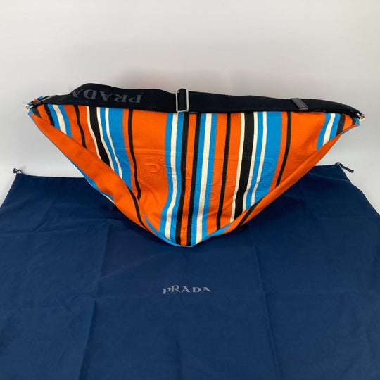 PRADA Shoulder Bag 2VY007 canvas Orange stripe Triangle Bayadere mens Used Authentic