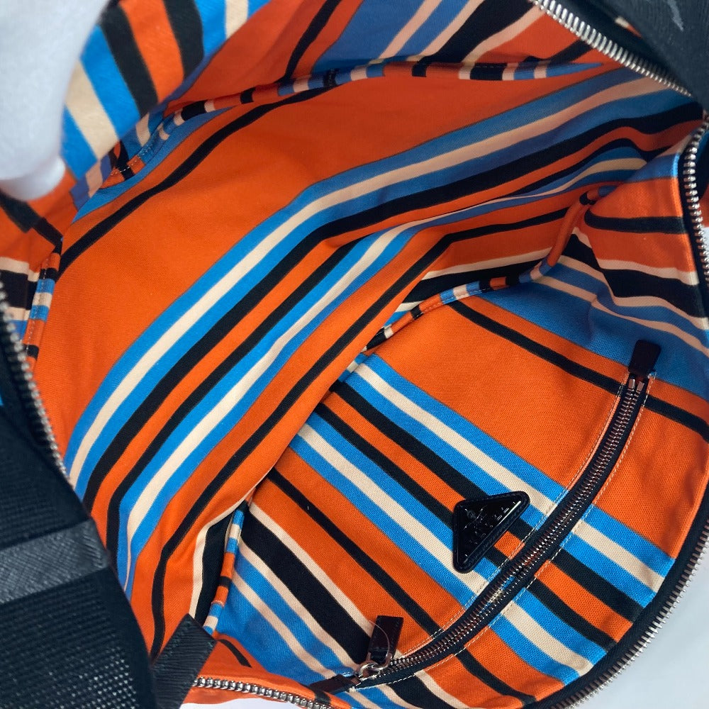 PRADA Shoulder Bag 2VY007 canvas Orange stripe Triangle Bayadere mens Used Authentic