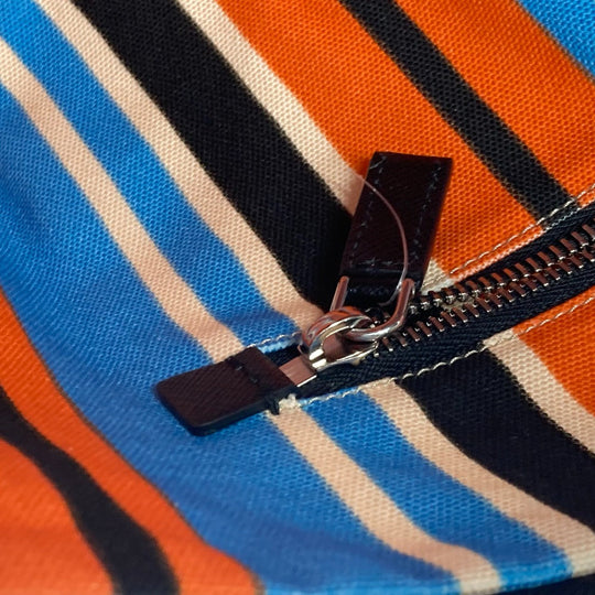 PRADA Shoulder Bag 2VY007 canvas Orange stripe Triangle Bayadere mens Used Authentic