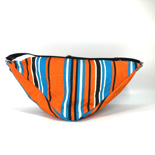 PRADA Shoulder Bag 2VY007 canvas Orange stripe Triangle Bayadere mens Used Authentic