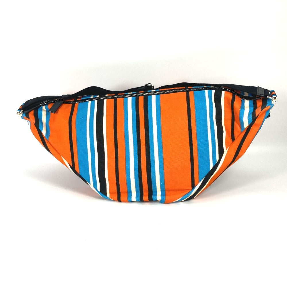 PRADA Shoulder Bag 2VY007 canvas Orange stripe Triangle Bayadere mens Used Authentic