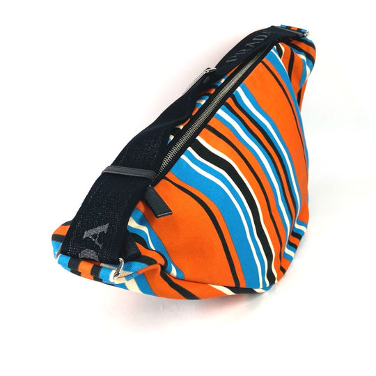 PRADA Shoulder Bag 2VY007 canvas Orange stripe Triangle Bayadere mens Used Authentic