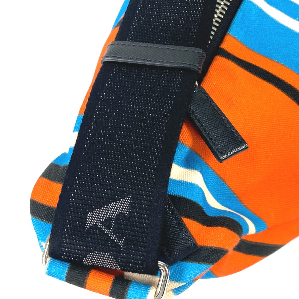 PRADA Shoulder Bag 2VY007 canvas Orange stripe Triangle Bayadere mens Used Authentic