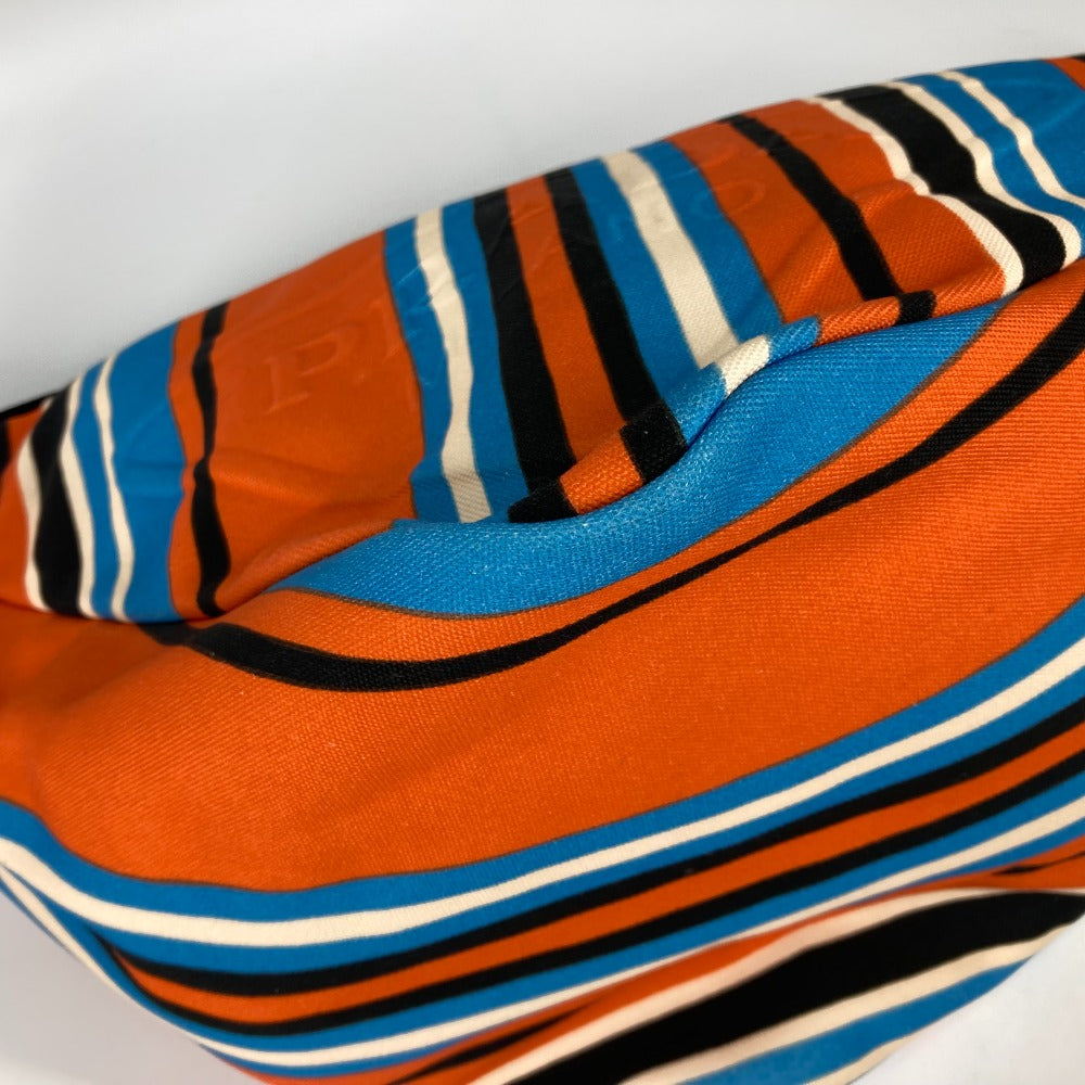 PRADA Shoulder Bag 2VY007 canvas Orange stripe Triangle Bayadere mens Used Authentic