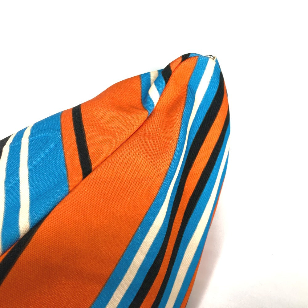 PRADA Shoulder Bag 2VY007 canvas Orange stripe Triangle Bayadere mens Used Authentic