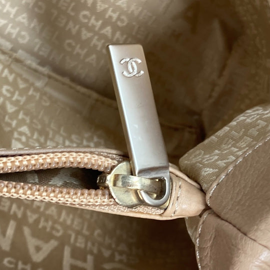 CHANEL Handbag Caviar skin beige Shoulder Bag bag shawl CC COCO Mark Women Used Authentic