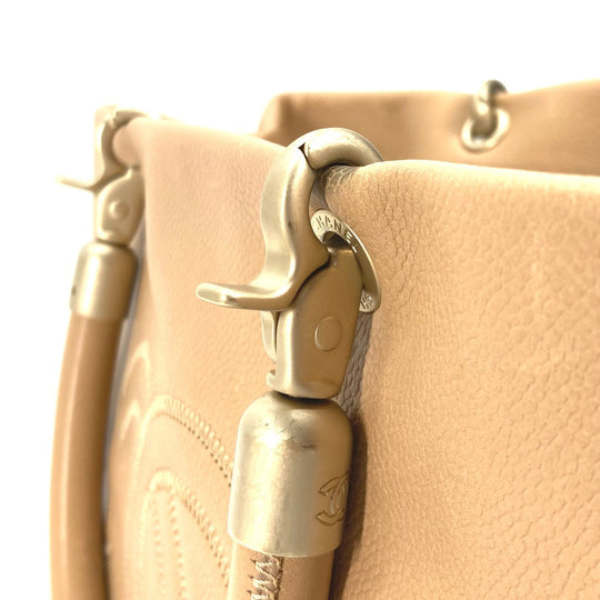 CHANEL Handbag Caviar skin beige Shoulder Bag bag shawl CC COCO Mark Women Used Authentic
