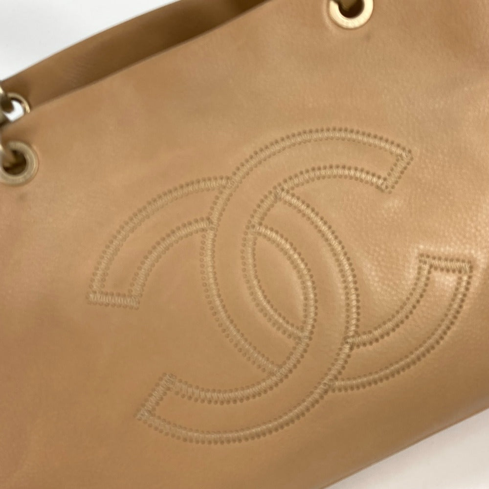CHANEL Handbag Caviar skin beige Shoulder Bag bag shawl CC COCO Mark Women Used Authentic