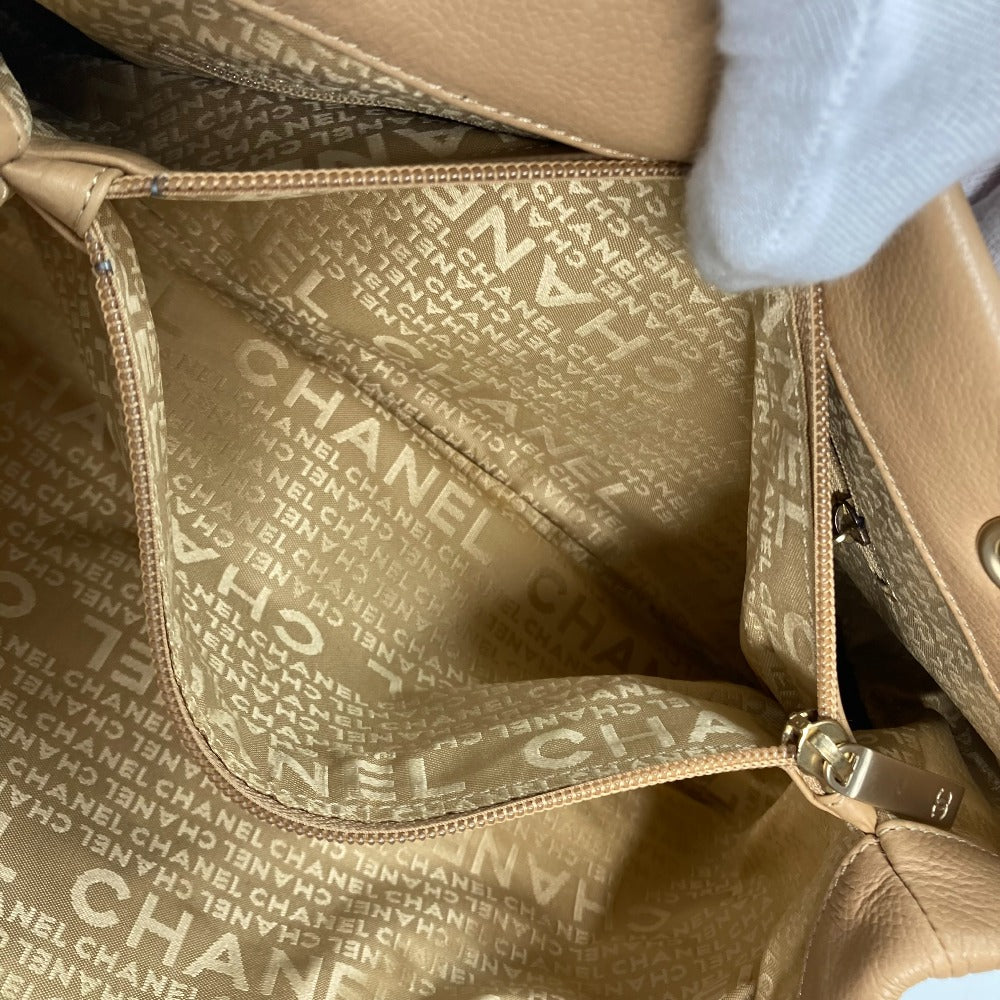 CHANEL Handbag Caviar skin beige Shoulder Bag bag shawl CC COCO Mark Women Used Authentic