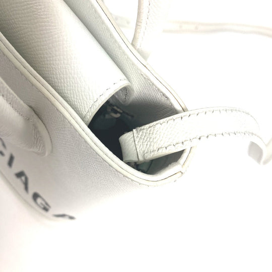 BALENCIAGA Shoulder Bag 596159 leather white logo Ville XXS Women Used Authentic