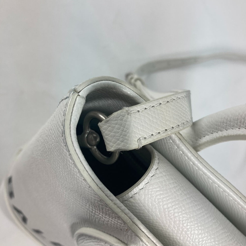 BALENCIAGA Shoulder Bag 596159 leather white logo Ville XXS Women Used Authentic