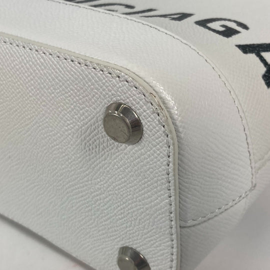 BALENCIAGA Shoulder Bag 596159 leather white logo Ville XXS Women Used Authentic