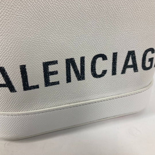BALENCIAGA Shoulder Bag 596159 leather white logo Ville XXS Women Used Authentic