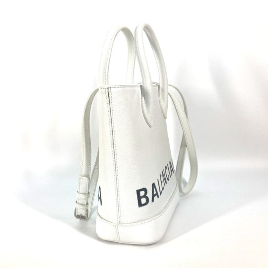 BALENCIAGA Shoulder Bag 596159 leather white logo Ville XXS Women Used Authentic