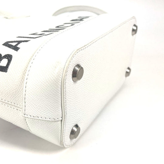 BALENCIAGA Shoulder Bag 596159 leather white logo Ville XXS Women Used Authentic