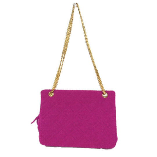 CHANEL Shoulder Bag cotton pink vintage quilting Women Used Authentic