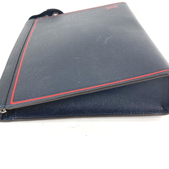 LOUIS VUITTON business bag M63394 Taiga Leather Navy Taiga Pochette Voyage mens Used Authentic