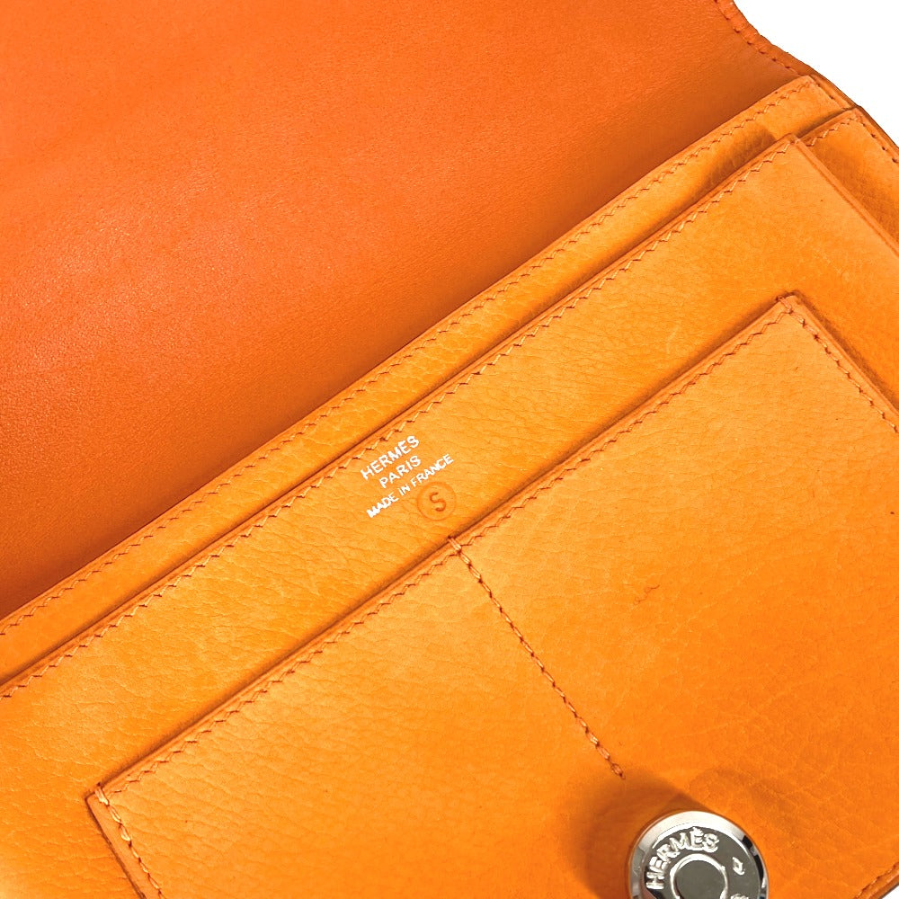 HERMES Long Wallet Purse Nubuck Orange Long wallet Dogon GM Women Used Authentic