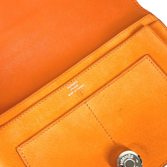 HERMES Long Wallet Purse Nubuck Orange Long wallet Dogon GM Women Used Authentic