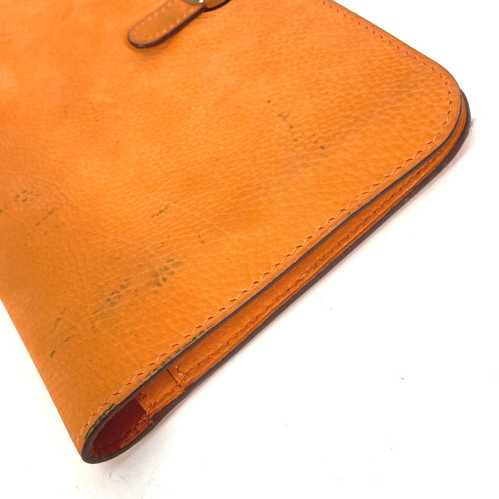 HERMES Long Wallet Purse Nubuck Orange Long wallet Dogon GM Women Used Authentic