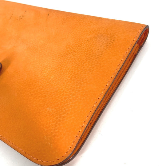 HERMES Long Wallet Purse Nubuck Orange Long wallet Dogon GM Women Used Authentic