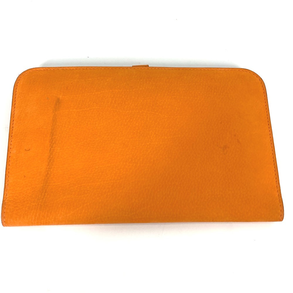 HERMES Long Wallet Purse Nubuck Orange Long wallet Dogon GM Women Used Authentic