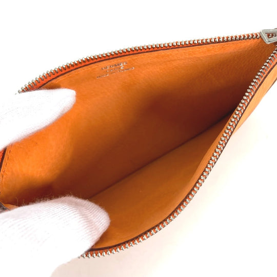 HERMES Long Wallet Purse Nubuck Orange Long wallet Dogon GM Women Used Authentic