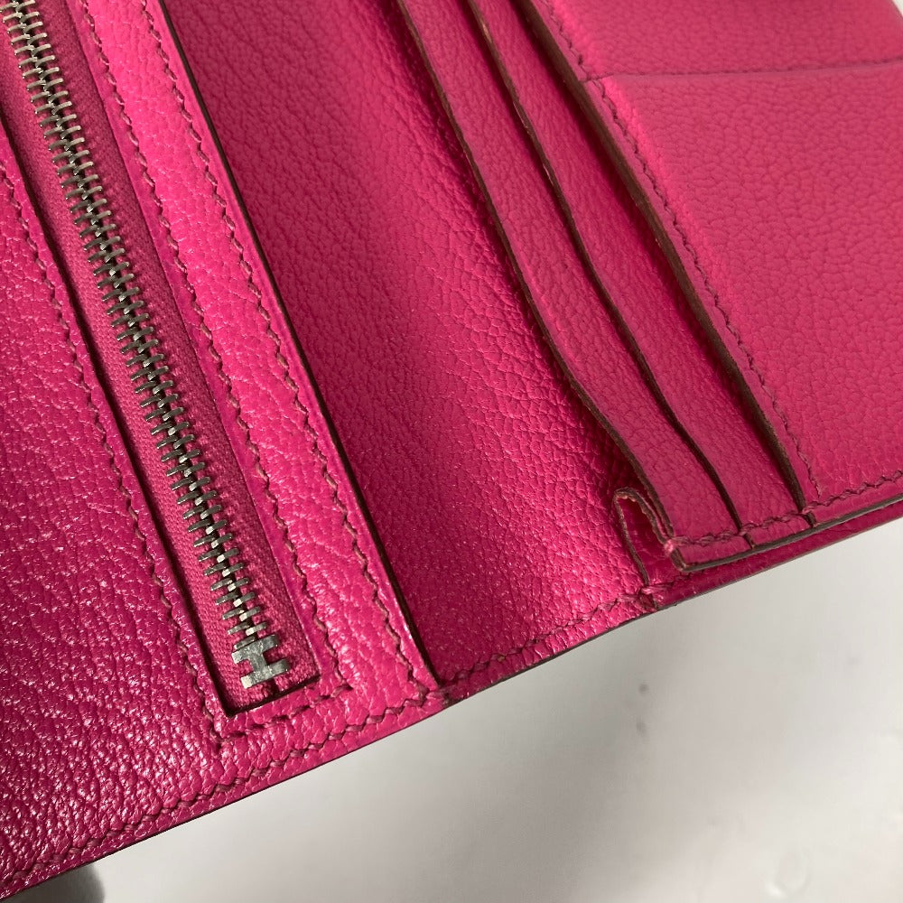 HERMES Long Wallet Purse Shave pink HMetal Bearnsfre Verso Women Used Authentic