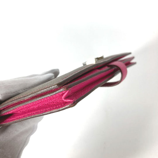 HERMES Long Wallet Purse Shave pink HMetal Bearnsfre Verso Women Used Authentic