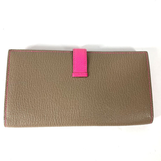 HERMES Long Wallet Purse Shave pink HMetal Bearnsfre Verso Women Used Authentic