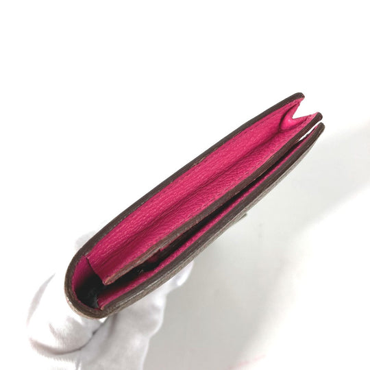 HERMES Long Wallet Purse Shave pink HMetal Bearnsfre Verso Women Used Authentic