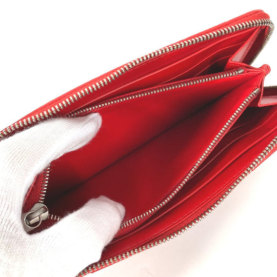 BOTTEGAVENETA Long Wallet Purse 593217 leather Red Long wallet INTRECCIATO Women Used Authentic